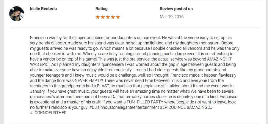 Quinceanera DJ houston Reviews Francisco Awesome
