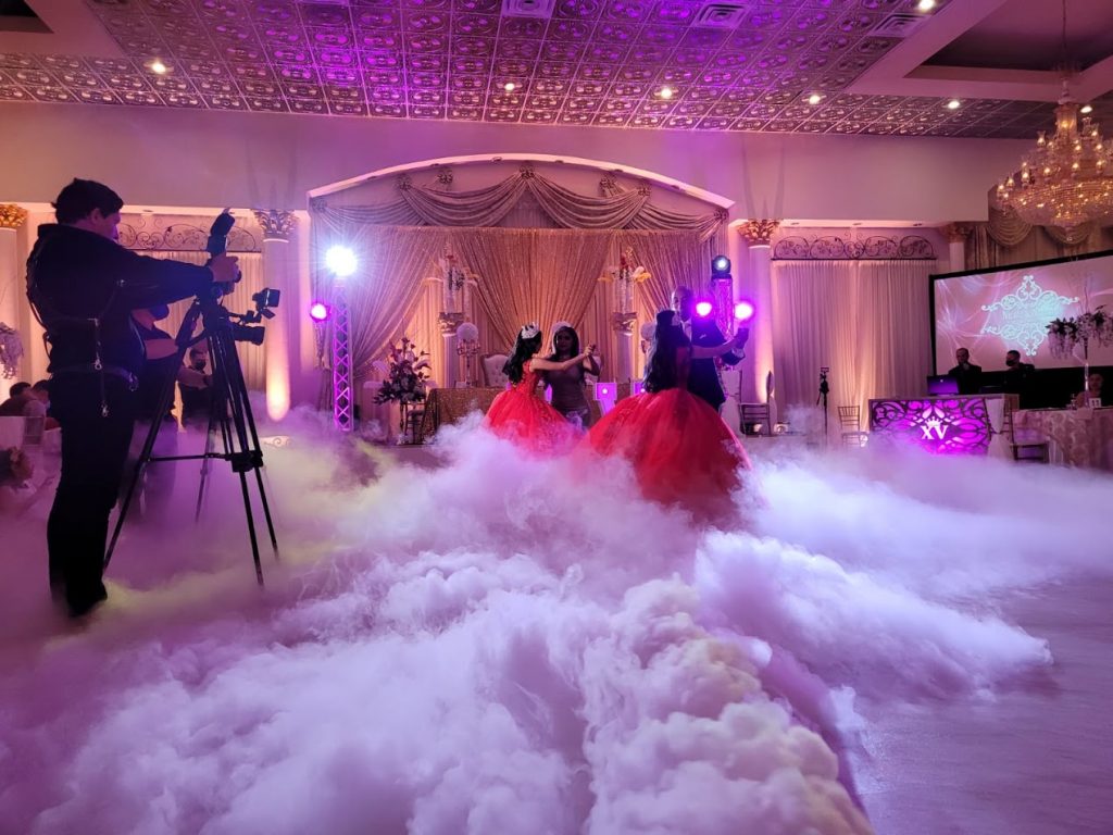 Quinceanera dancing on the clouds at chateau crystale