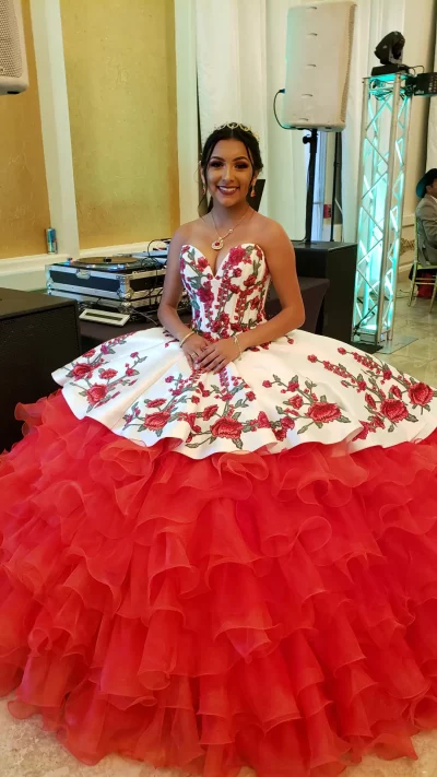 Quinceanera in Red Dress